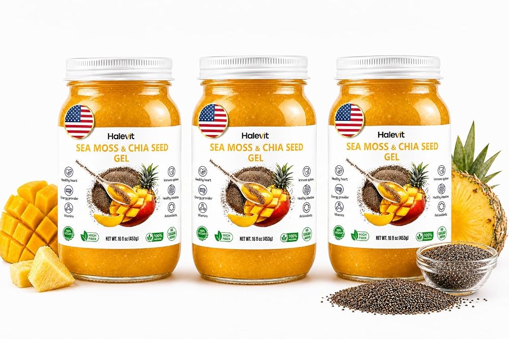 Halevit Sea Moss Gel with Ground Chia Seeds, Sea Moss Gel Organic Raw