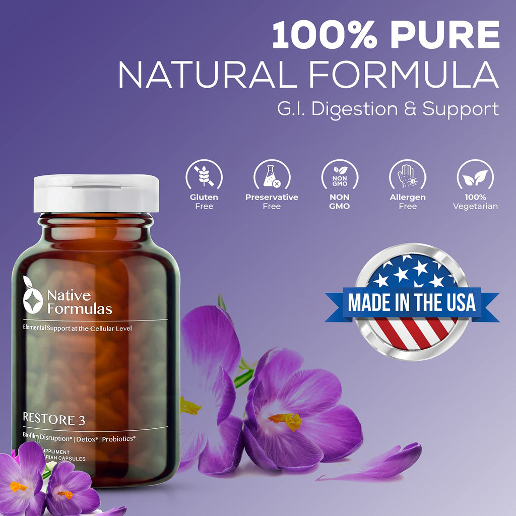Native Formulas Restore 3 Proteolytic Enzyme & Spore Probiotic - 60 Capsules - image 5
