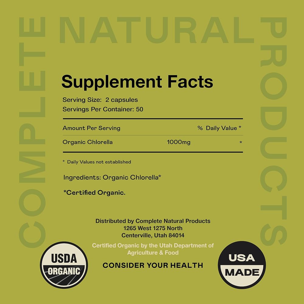 Complete Natural Products Organic Chlorella 500mg - 100 Capsules - image 6