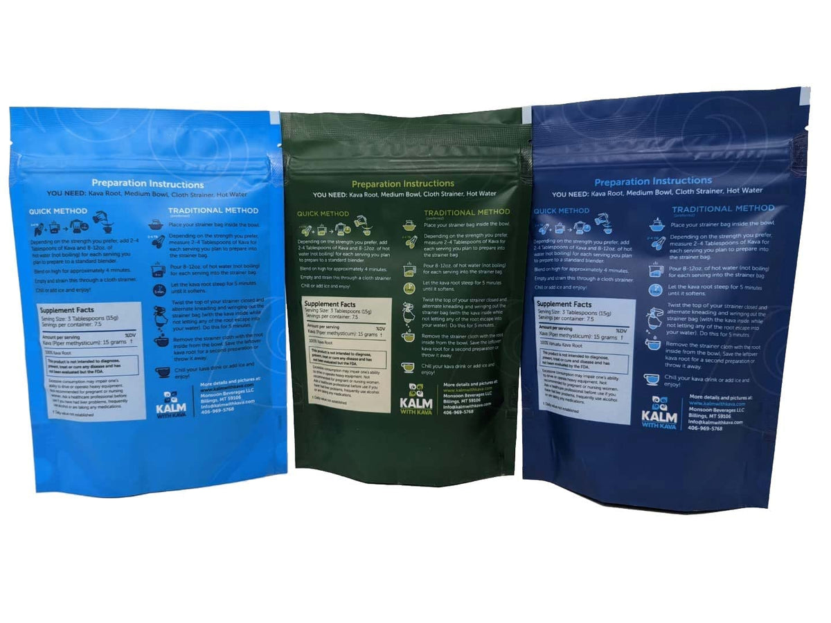 KALM Kava Sample Pack Plus Strainers - 3 x 4 oz - image 2