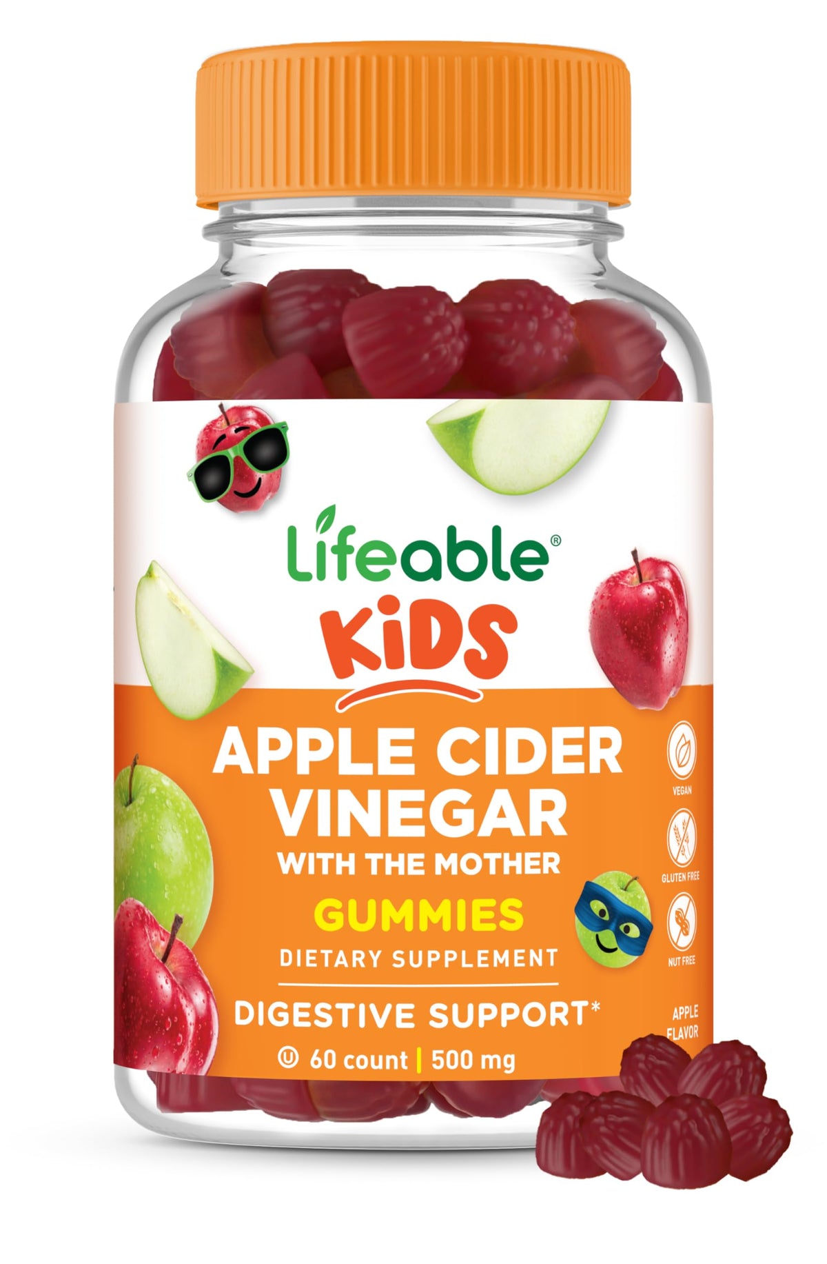 Lifeable Kids Apple Cider Vinegar Gummies with Mother - 60 Count