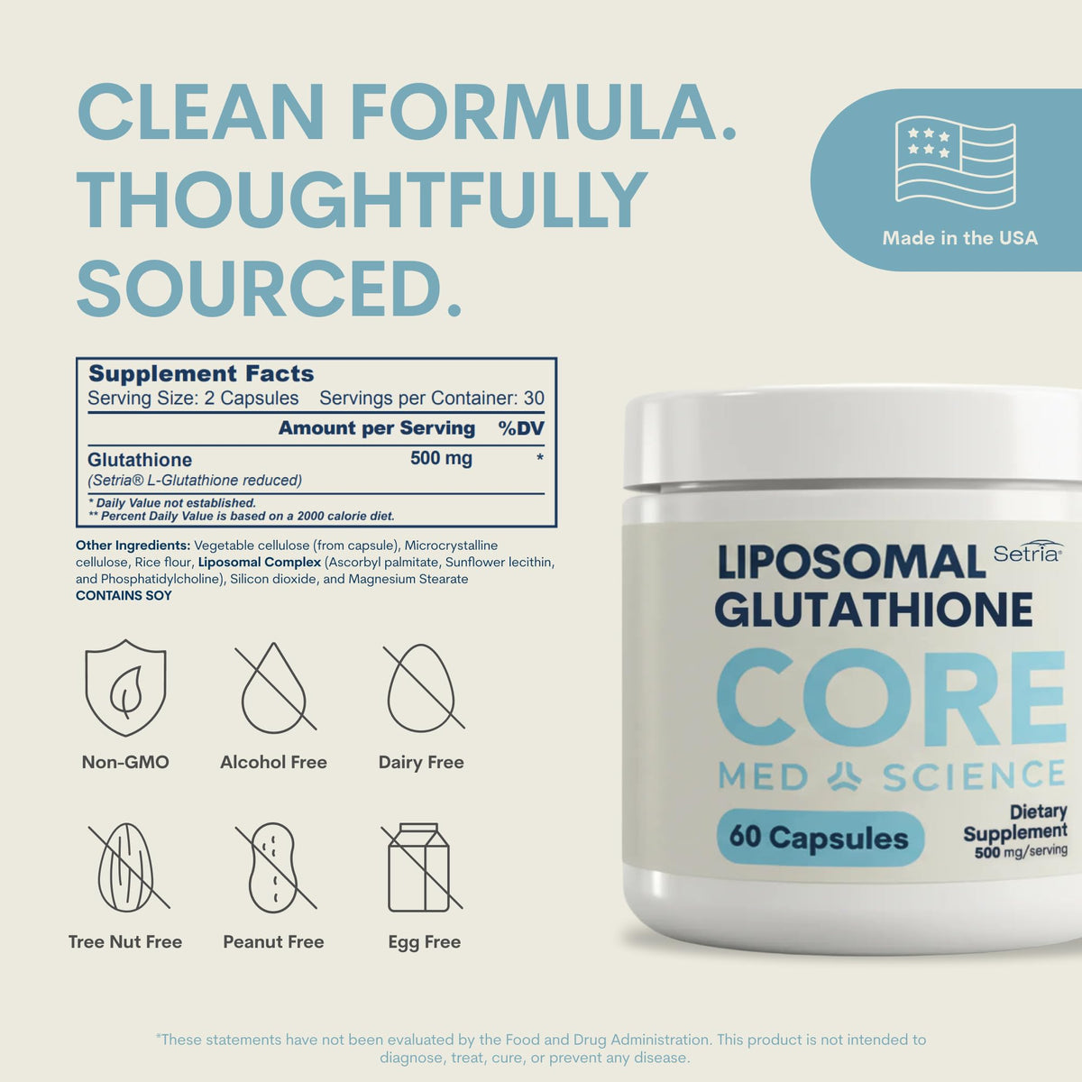 Core Med Science Liposomal Glutathione Setria 500mg - 60 Capsules - image 3