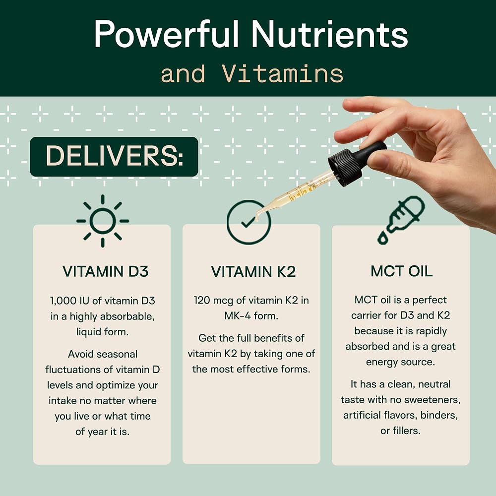 Adapt Naturals Vitamin D3 K2 1000 IU with MCT Oil - 600 Servings - image 3