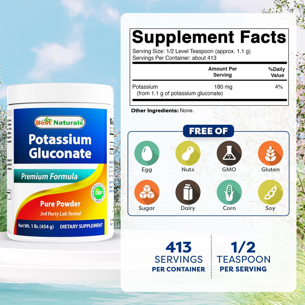 Best Naturals Potassium Gluconate Powder - 1 lb - image 2