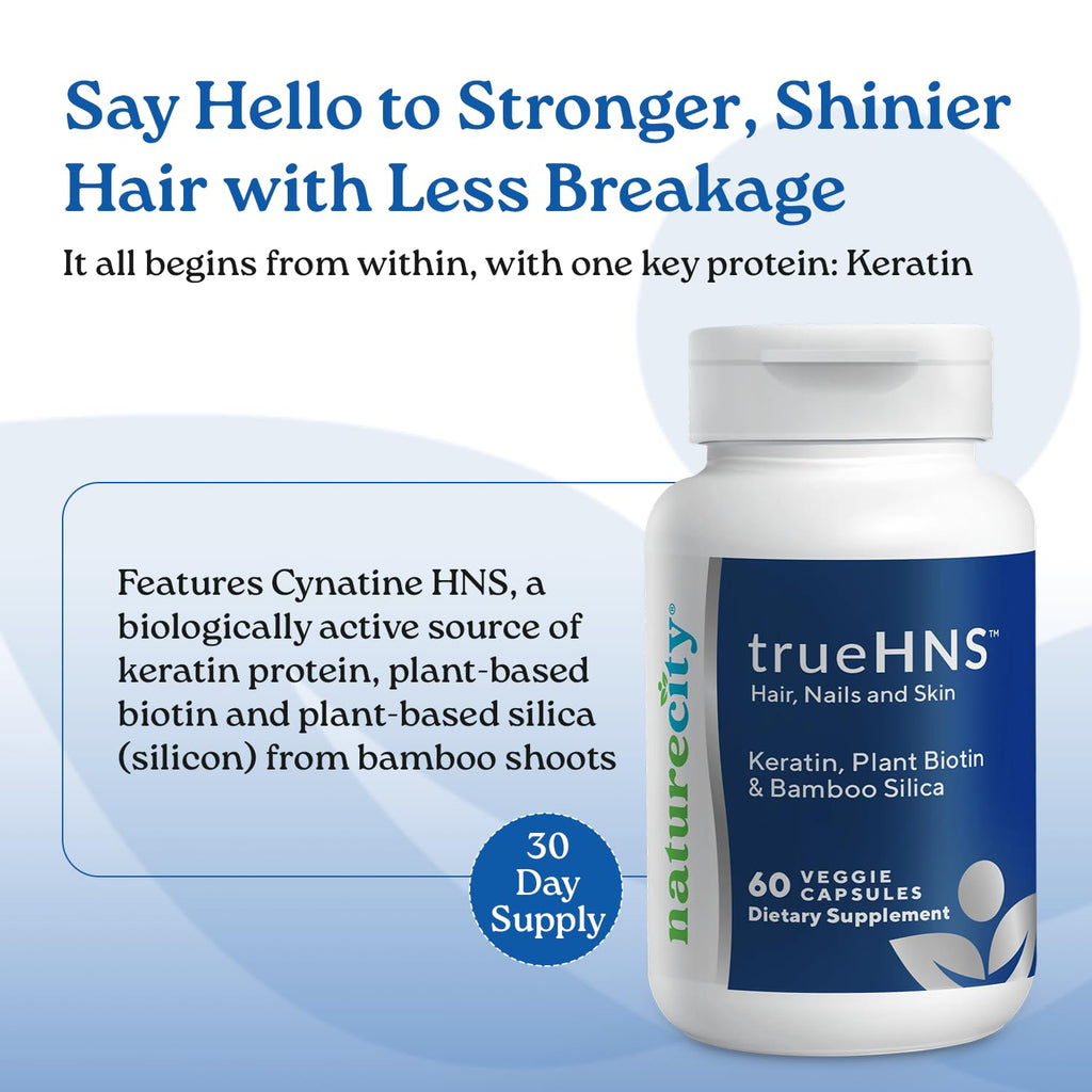 NatureCity True-HNS Hair & Nails Supplement Plant Based Biotin - 120 Capsules - image 2