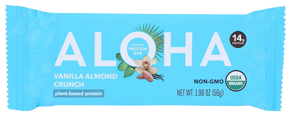 ALOHA Organic Vanilla Almond Crunch Protein Bars - 12 Count