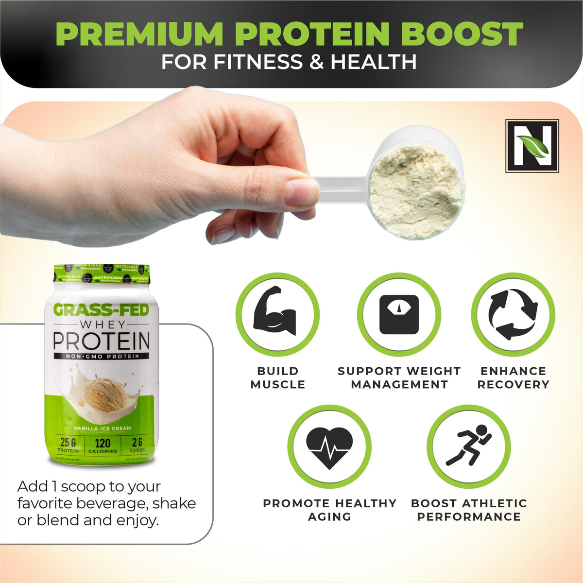 Nutrology Grass-Fed Whey Protein Powder Vanilla - 28 Servings - image 5