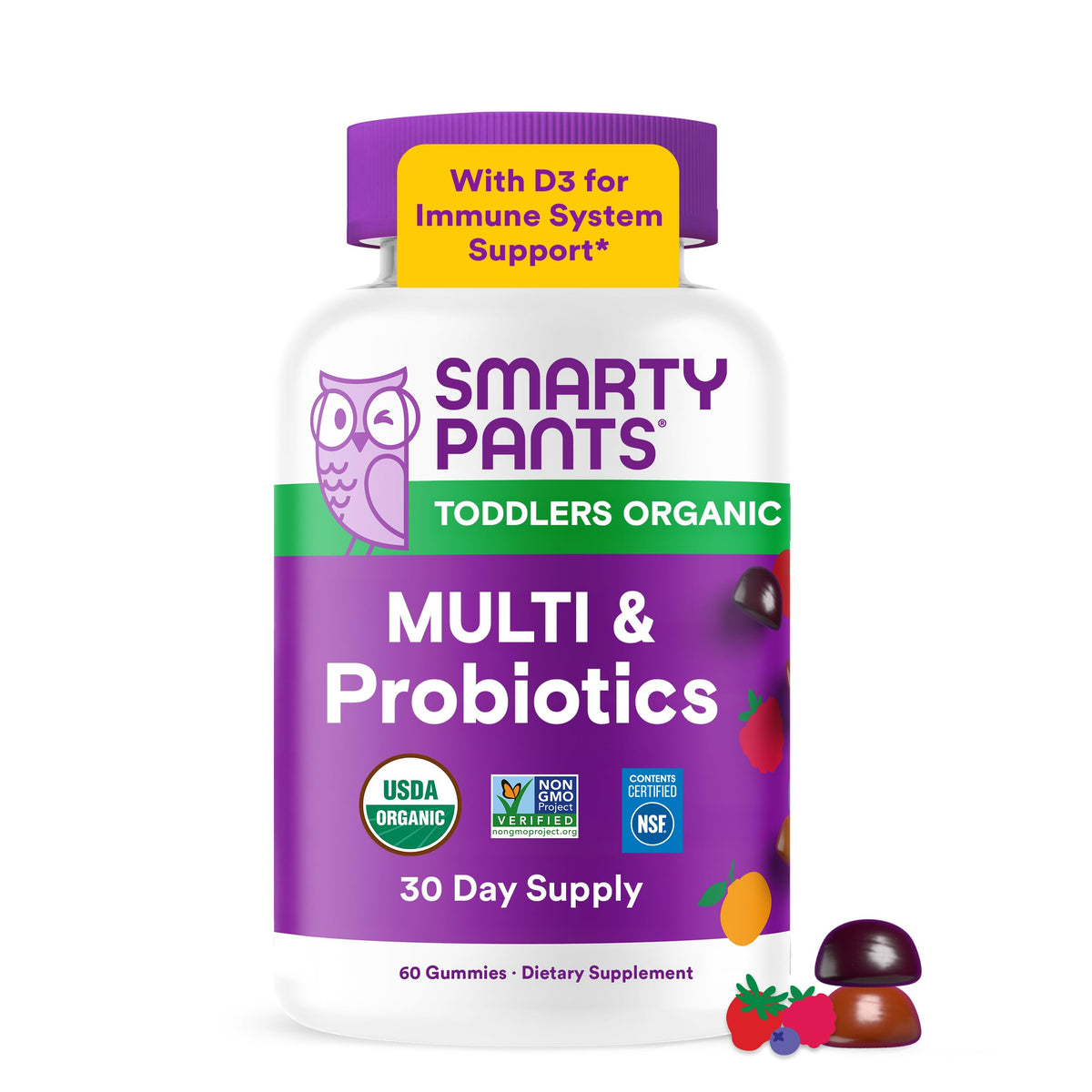 SmartyPants Organic Toddler Multivitamin Gummies - 60 Count