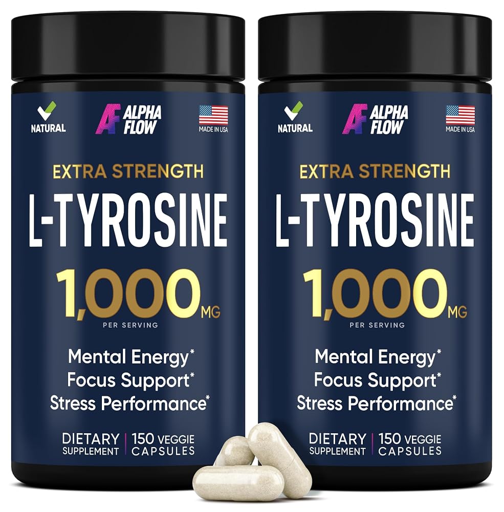 Alpha Flow L-Tyrosine 1000mg Vegan Capsules - 300 Count