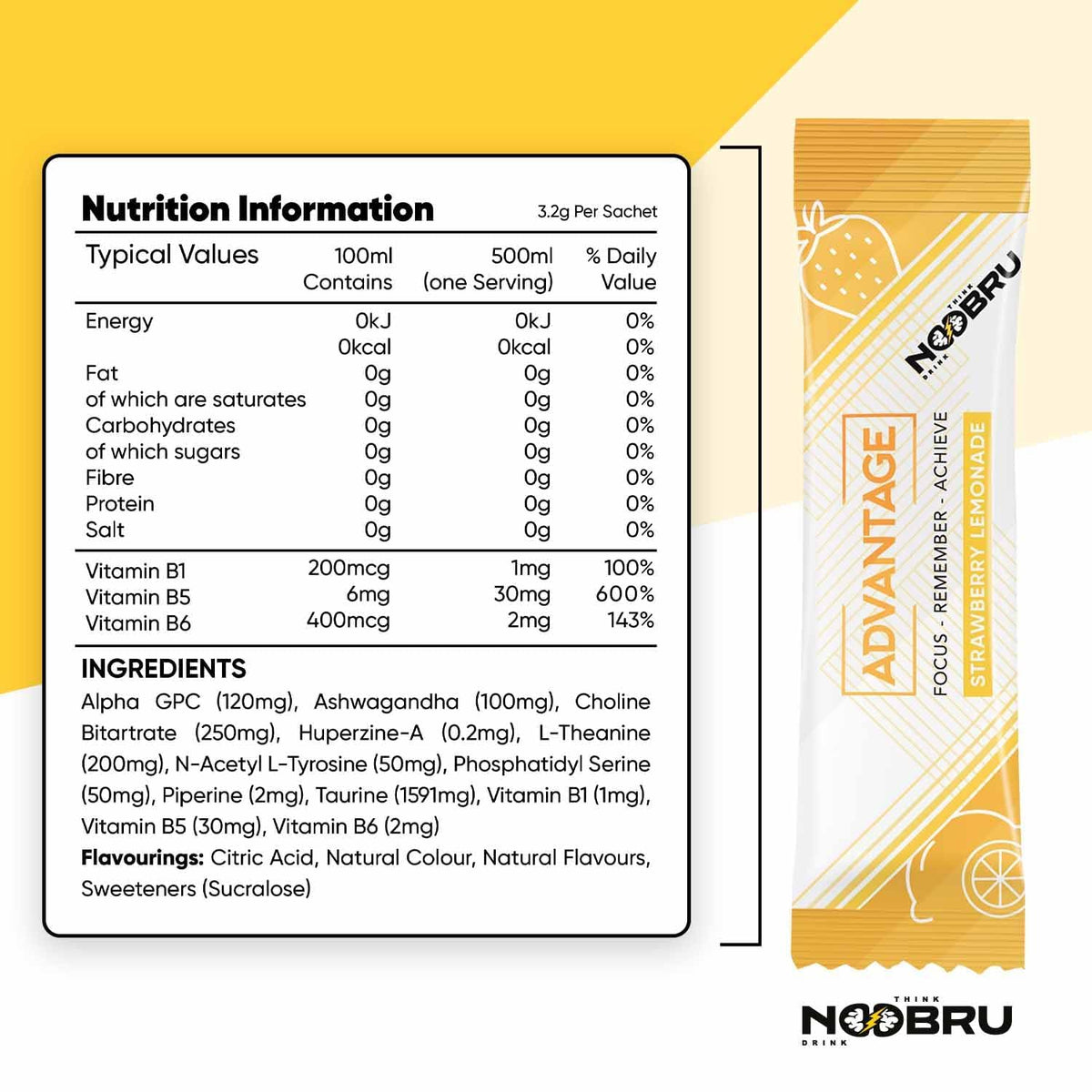 Noobru Advantage Nootropic Brain Supplement - 20 Sachets - image 2