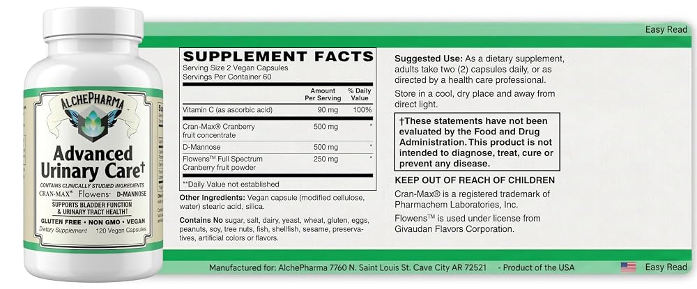 AlchePharma Advanced Urinary Care - 120 Vegetarian Capsules - image 2