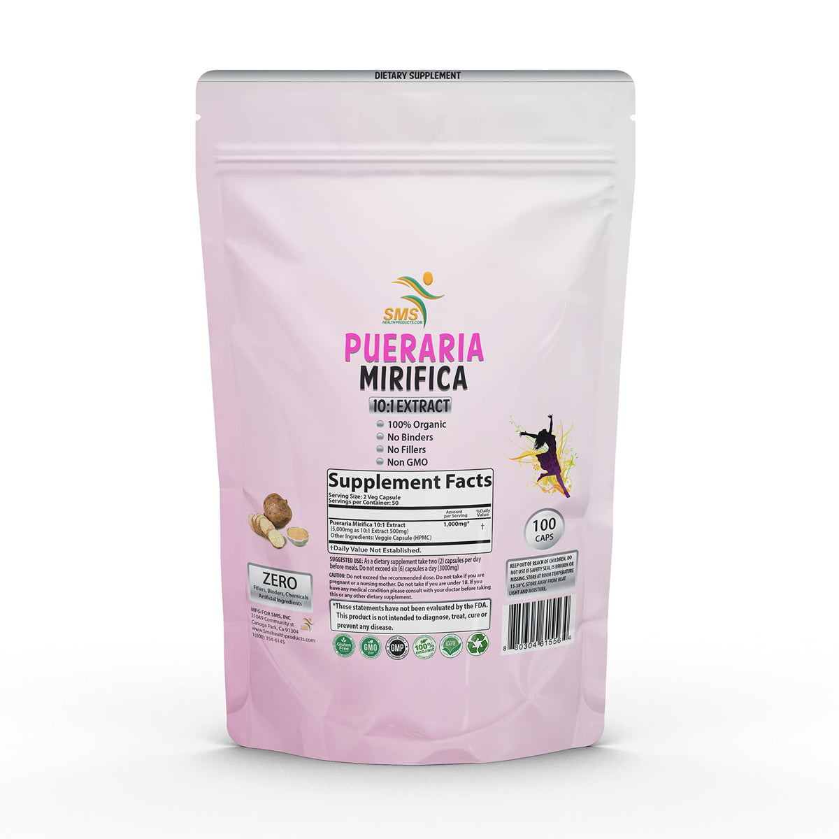 SMSHEALTHPRODUCTS.com Pueraria Mirifica 1000mg Extract - 100 Capsules