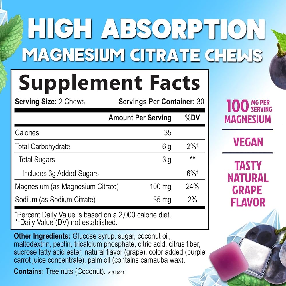 Nature's Nutrition Magnesium Citrate Chews 100mg - 60 Gummies - image 2