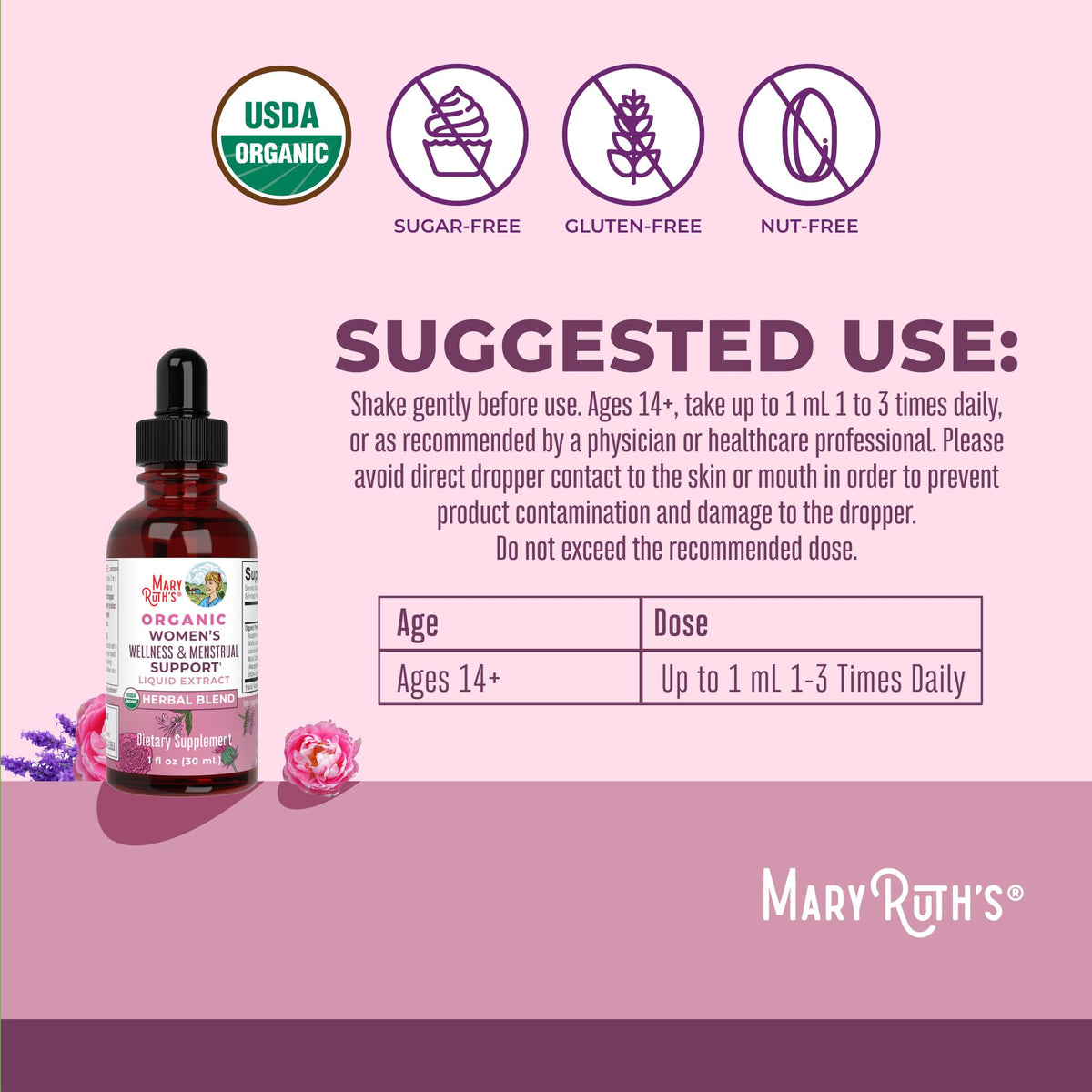 MARYRUTH'S Organic Women's Wellness Menstrual Support Liquid Drops - 1 oz - image 3