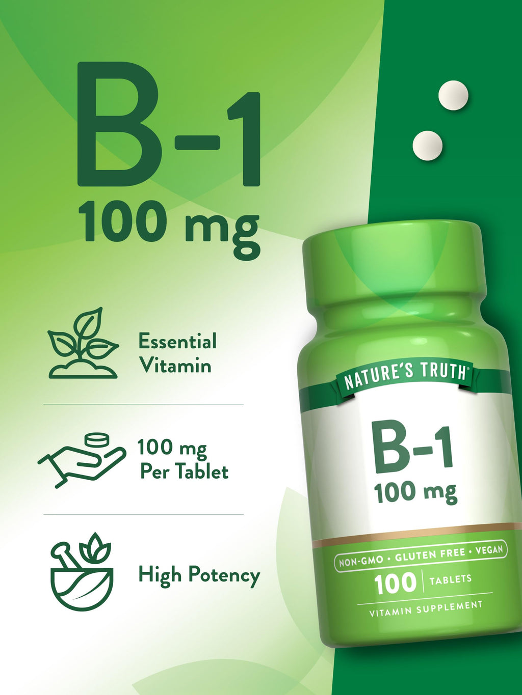 Nature's Truth Vitamin B1 100mg Thiamine - 100 Tablets - image 5
