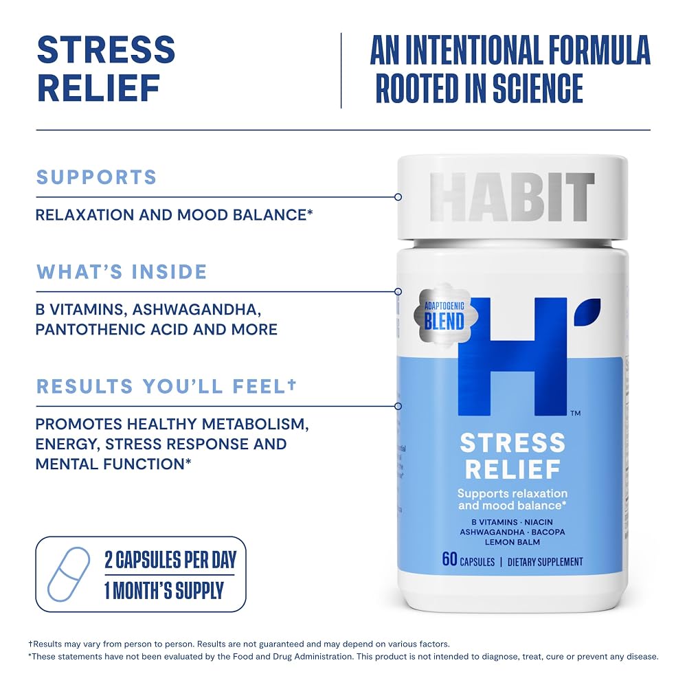 Health by Habit Capsule Stress Relief Vitamins Standard 60 PC Count