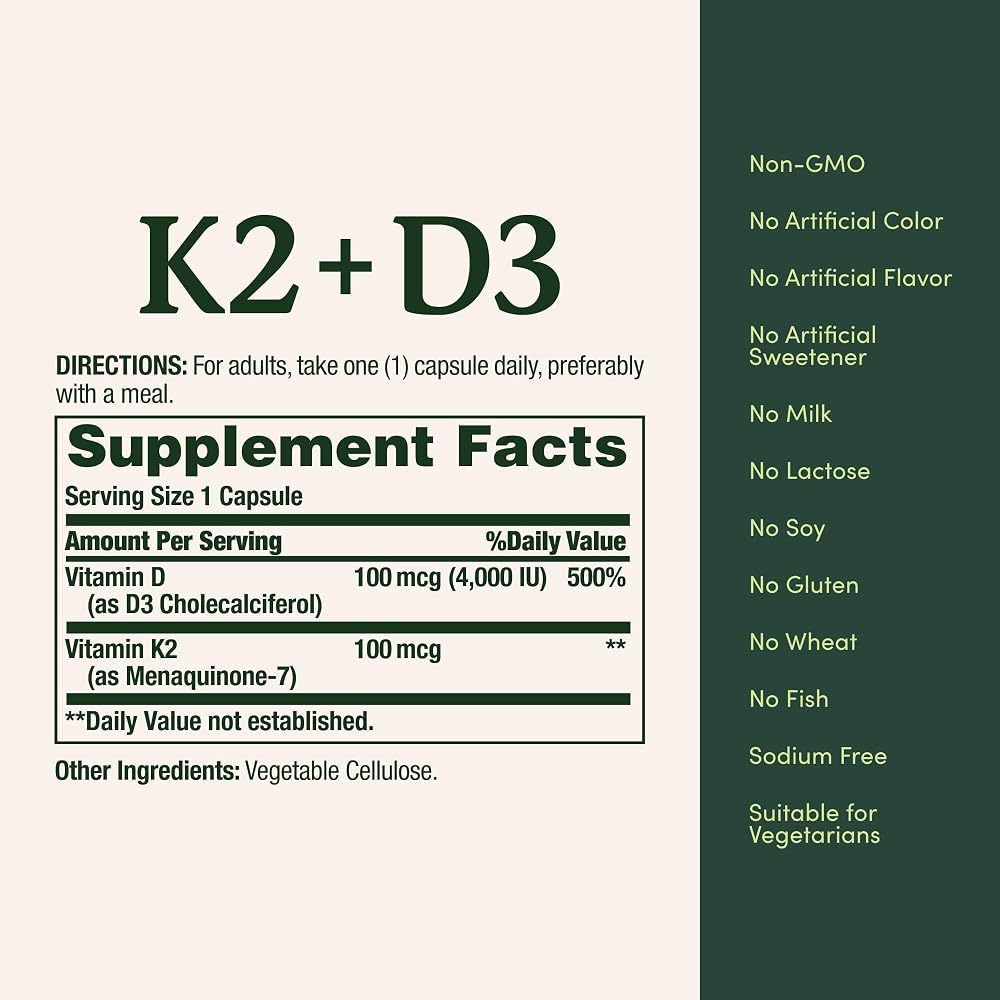 Nature's Bounty Vitamin D3 K2 Supplement