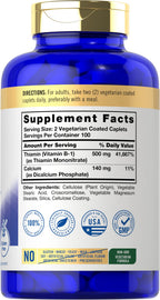 Carlyle Vitamin B1 500mg Thiamine - 200 Vegetarian Caplets - image 2