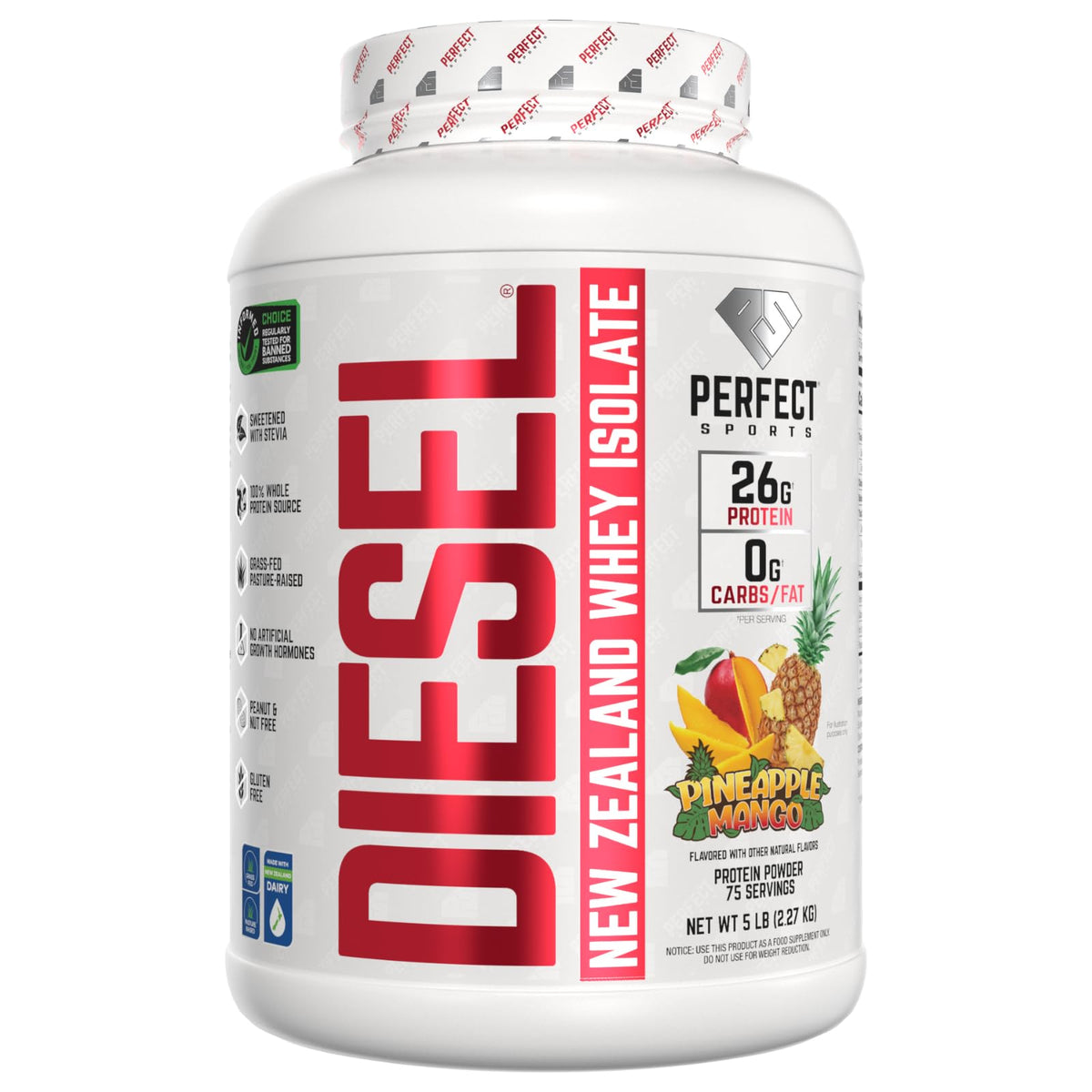 PERFECT SPORTS Diesel 100% New Zealand Whey Protein Isolate - 5 Pounds