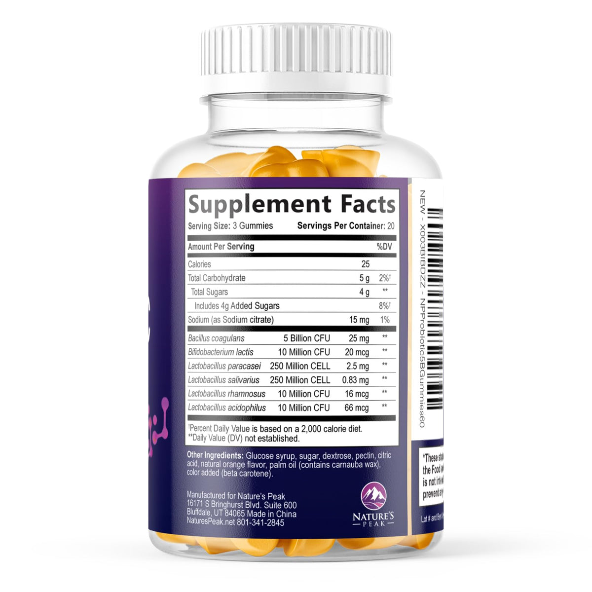 Nature's Peak Probiotic Gummies - 5 Billion CFU - Advanced Probiotics