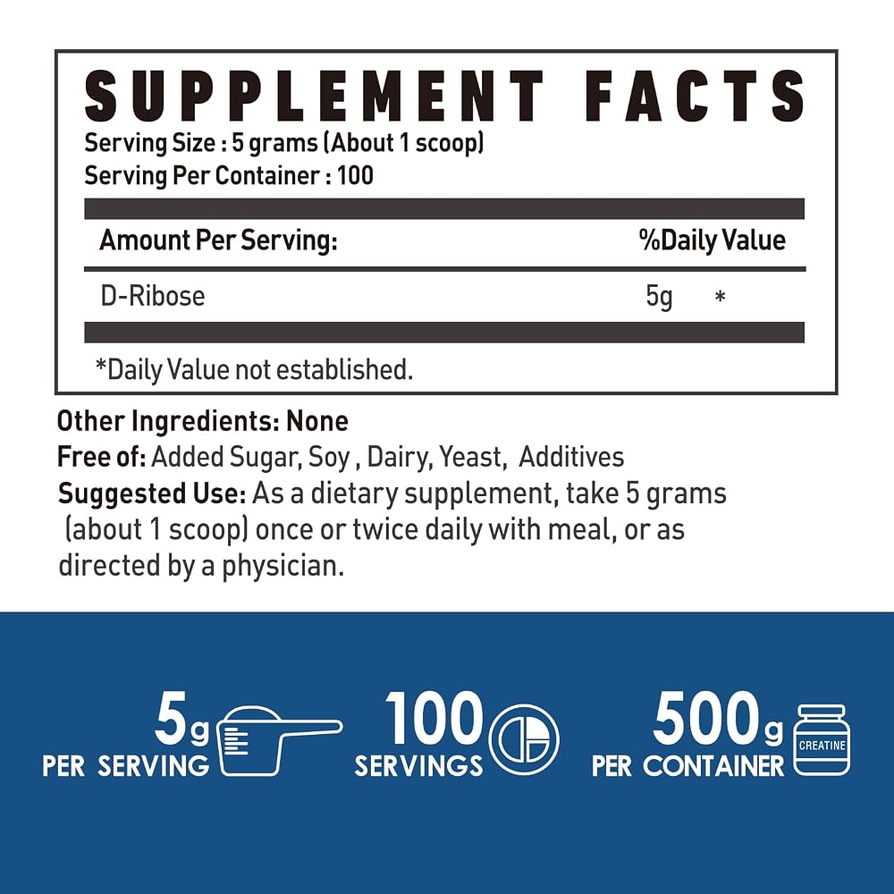 NUTRI POTENTIA Pure D-Ribose Powder for Energy - 500g - image 2