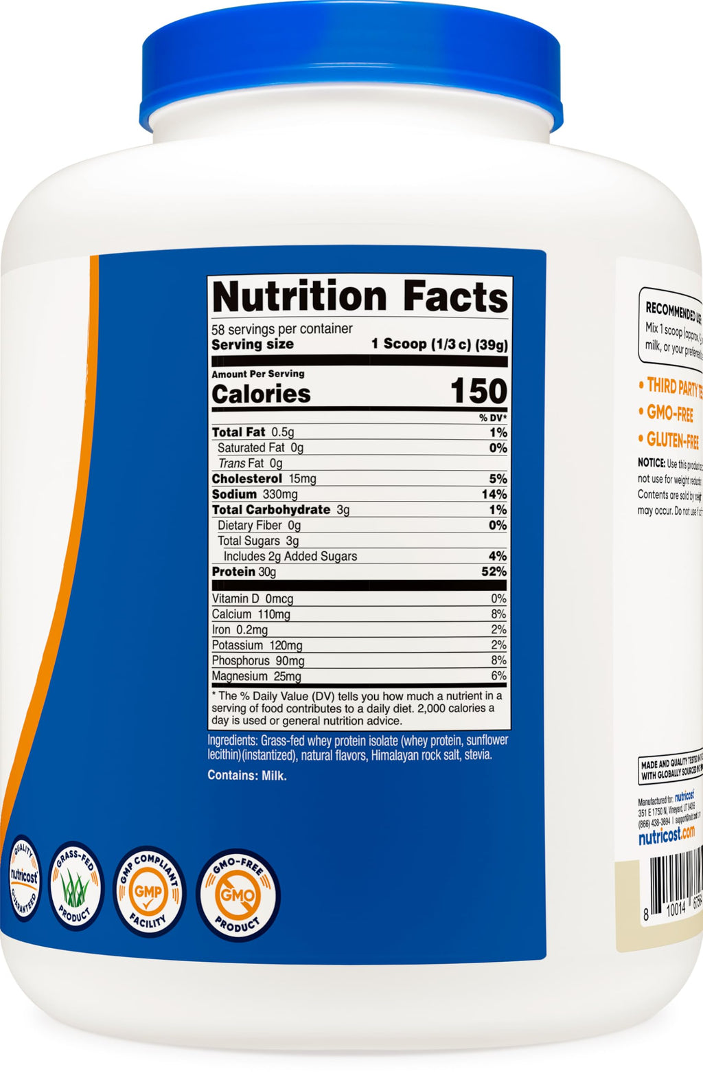 Nutricost Grass-Fed Whey Protein Isolate - Non-GMO