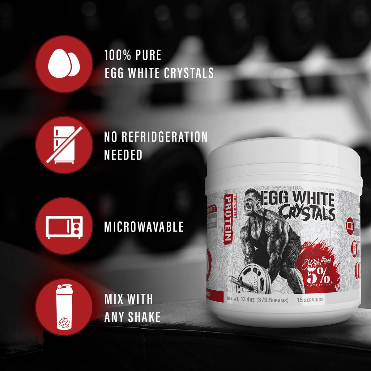 5% Nutrition Egg White Crystals Pure Protein Powder - 13.4 oz - image 3