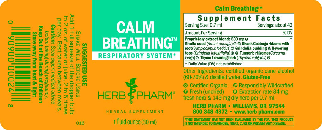 Herb Pharm Calm Breathing Liquid Formula for Respiratory Support - 1 Fl Oz - image 6