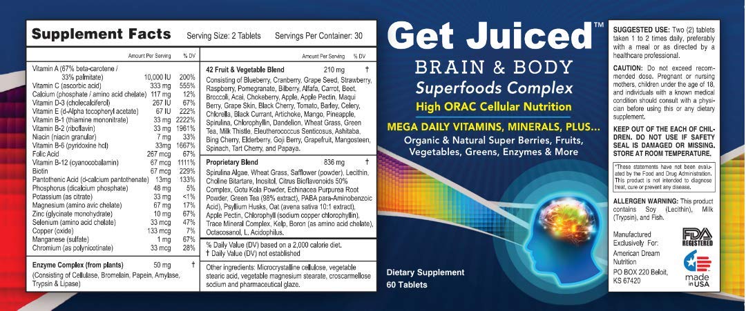 ADN Get Juiced Brain & Body Superfood Daily Vitamin - 30 Servings - image 2