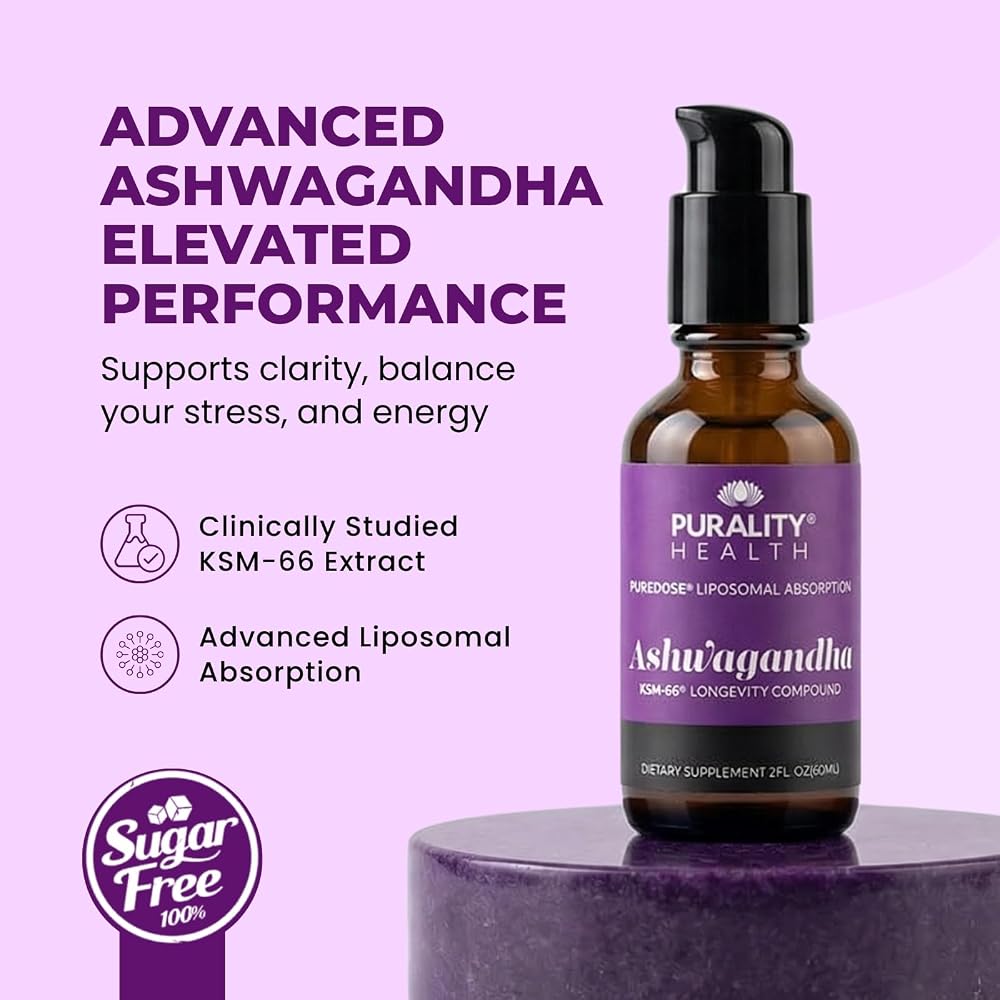 PURALITY HEALTH Liposomal Ashwagandha KSM-66 Liquid for Stress Support - 2 Fl Oz - image 3
