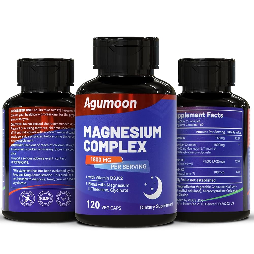 Agumoon Magnesium Supplement with Vitamin D3 K2