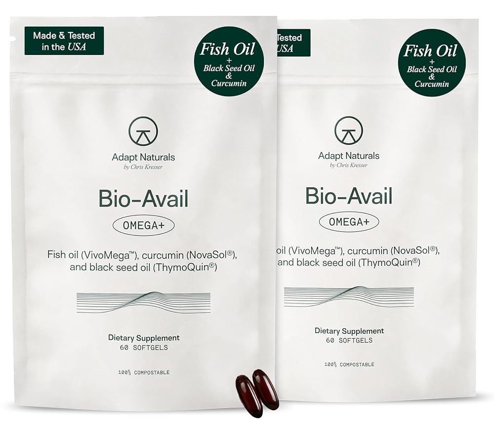 Adapt Naturals Omega 3 Fish Oil Supplement with Bioavailable Curcumin