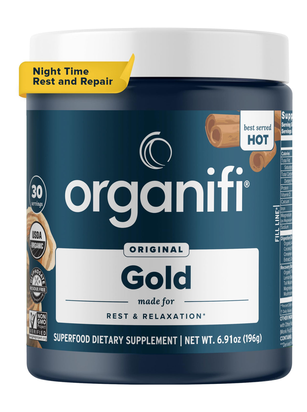 Organifi Gold Turmeric Tea Powder for Sleep - 30 Servings