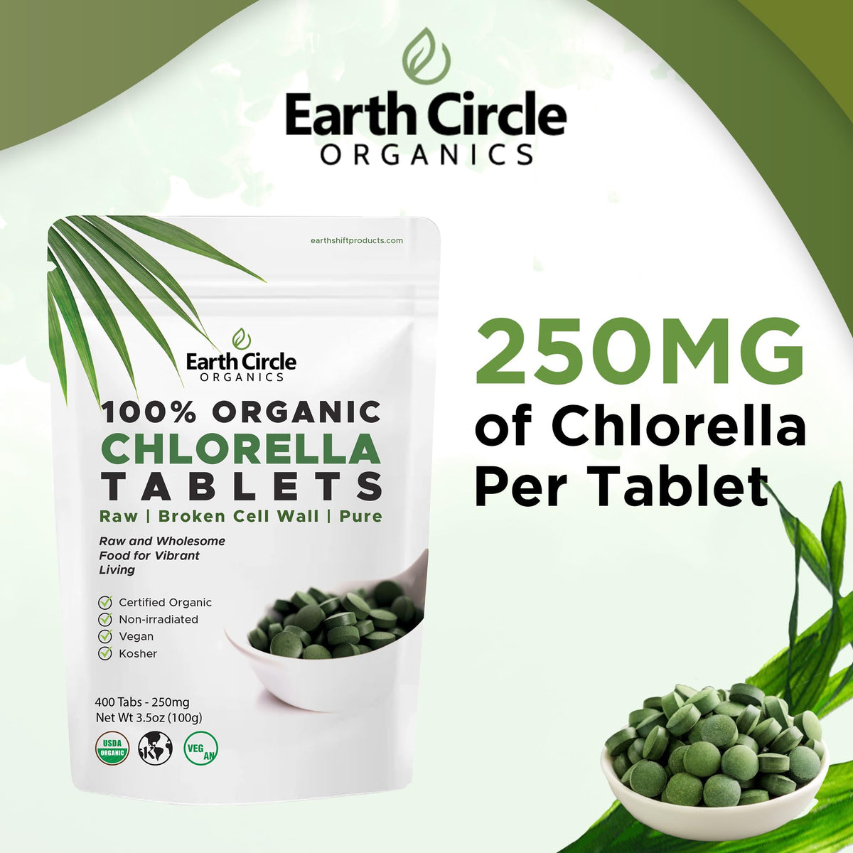 Earth Circle Organics Chlorella Tablets Superfood - 400 Count - image 4