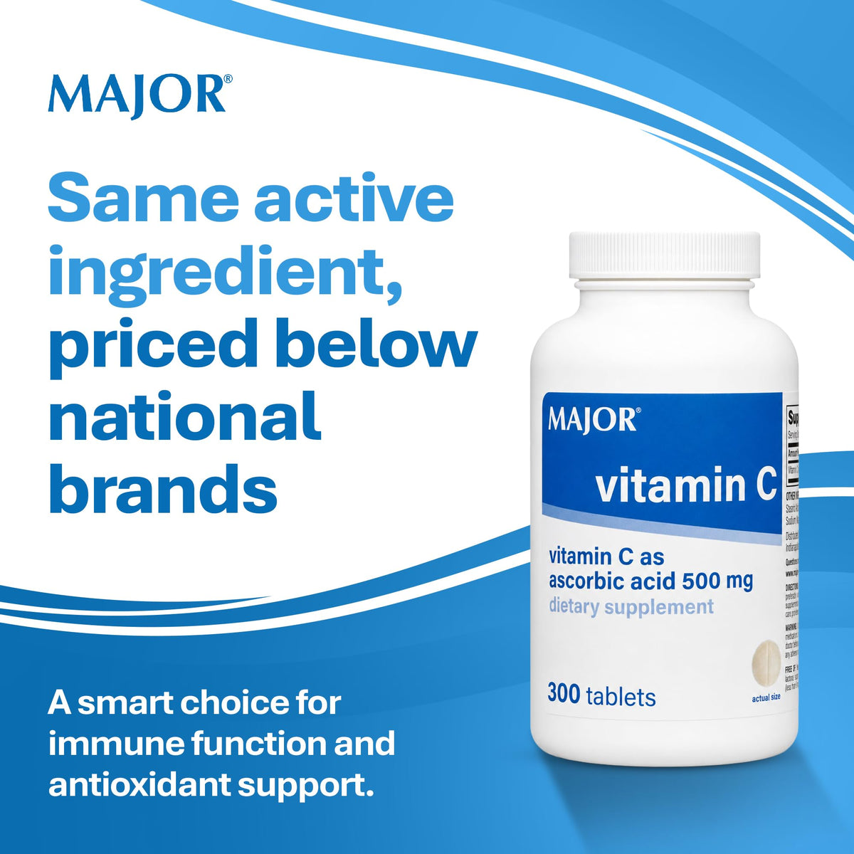 MAJOR Vitamin C 500 mg Immune Support - 300 Tablets - image 2
