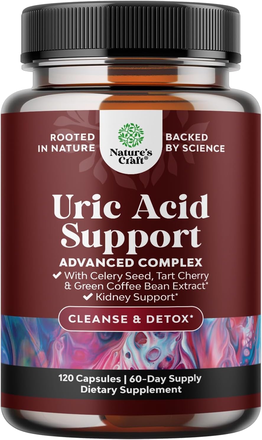 Natures Craft Uric Acid Cleanse Support with Green Coffee Beans - 120 Capsules