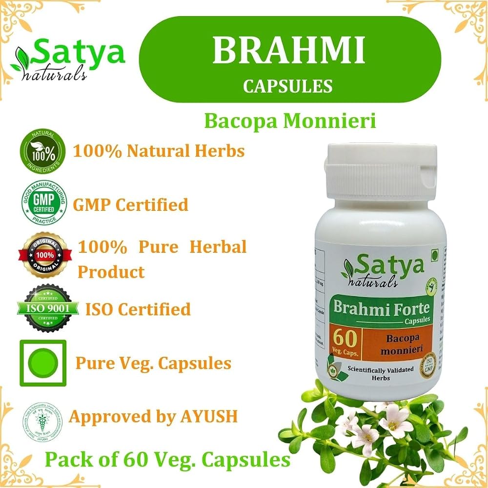 Satya Naturals Brahmi Forte Capsules 500 mg. 60 Veg. Capsule