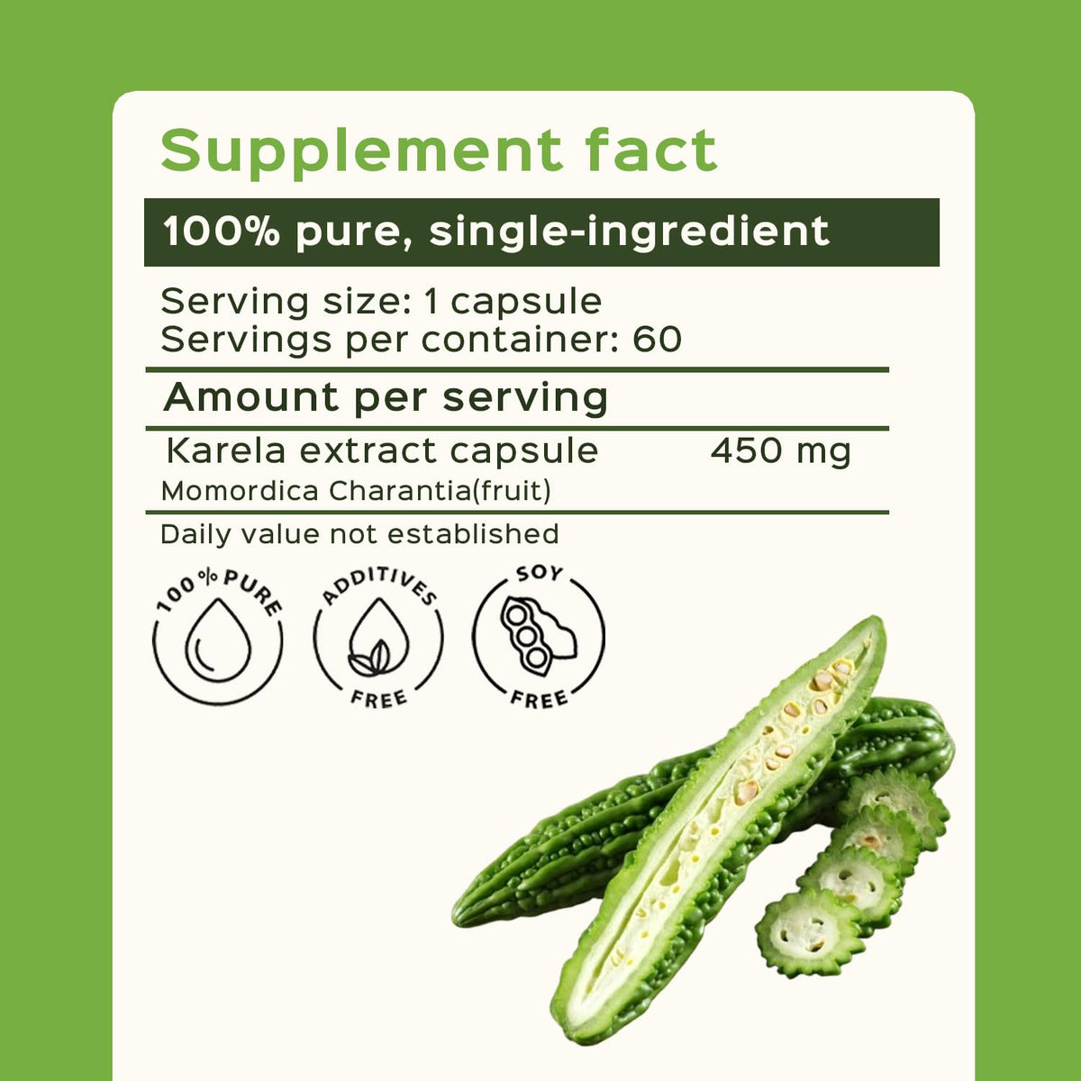 bixa BOTANICAL Bitter Melon Extract Karela 450 mg - 60 Capsules - image 3