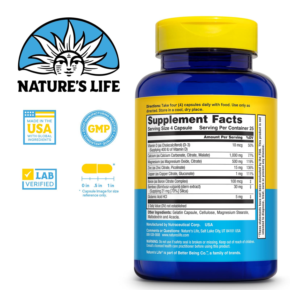 Nature's Life Cal Mag Zinc Complex 1000mg - 100 Capsules - image 2