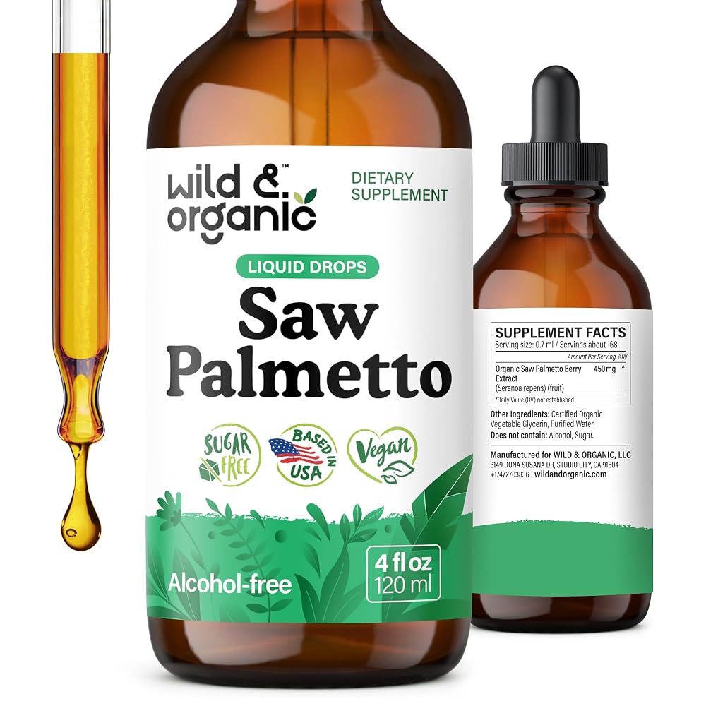 Wild & Organic Saw Palmetto Liquid Extract Supplement for Men & Women