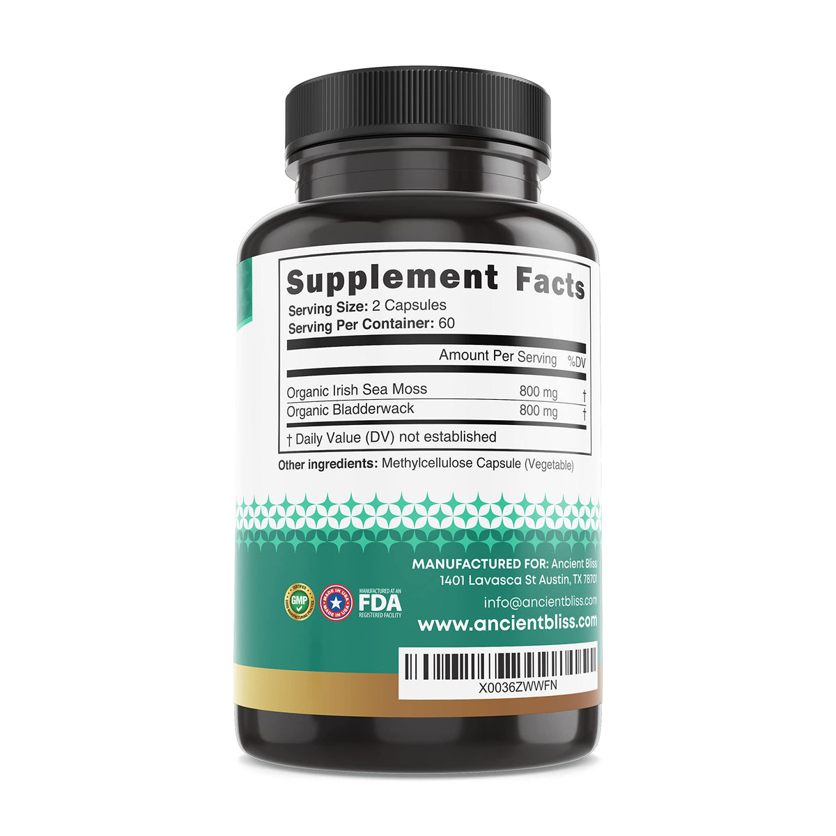 Ancient Bliss Organic Irish Sea Moss Capsules - 120 Capsules - image 7