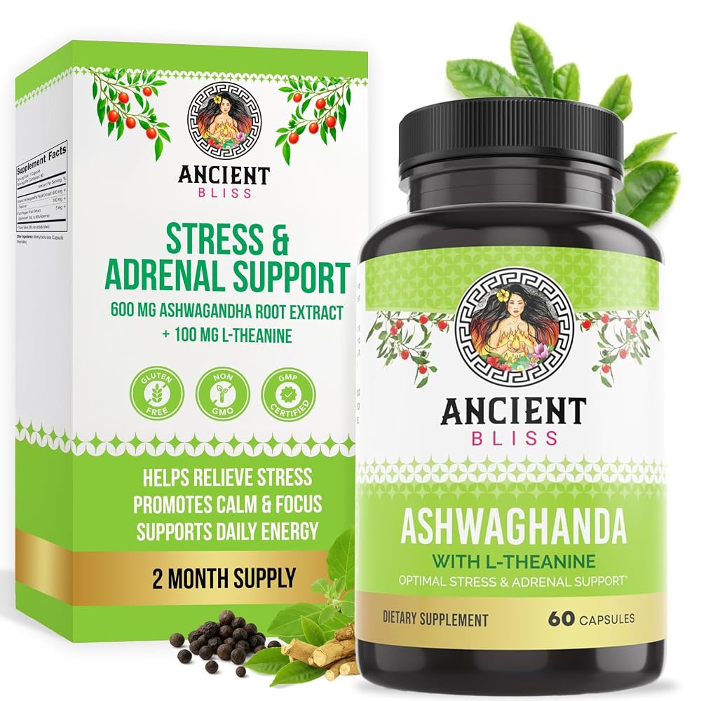 Ancient Bliss Ashwagandha with L-Theanine & Black Pepper - 60 Capsules