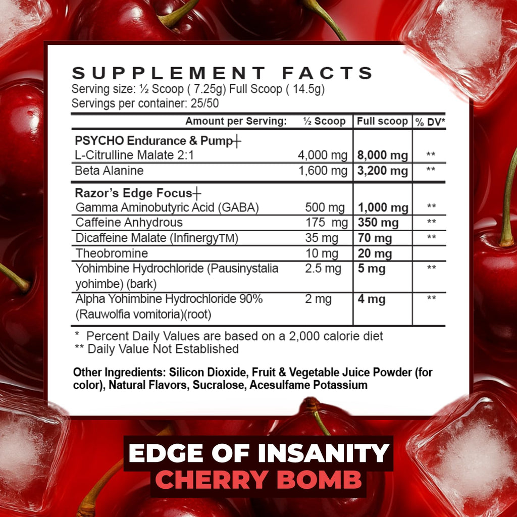 Psycho Pharma Edge of Insanity High-Stim Pre-Workout Powder