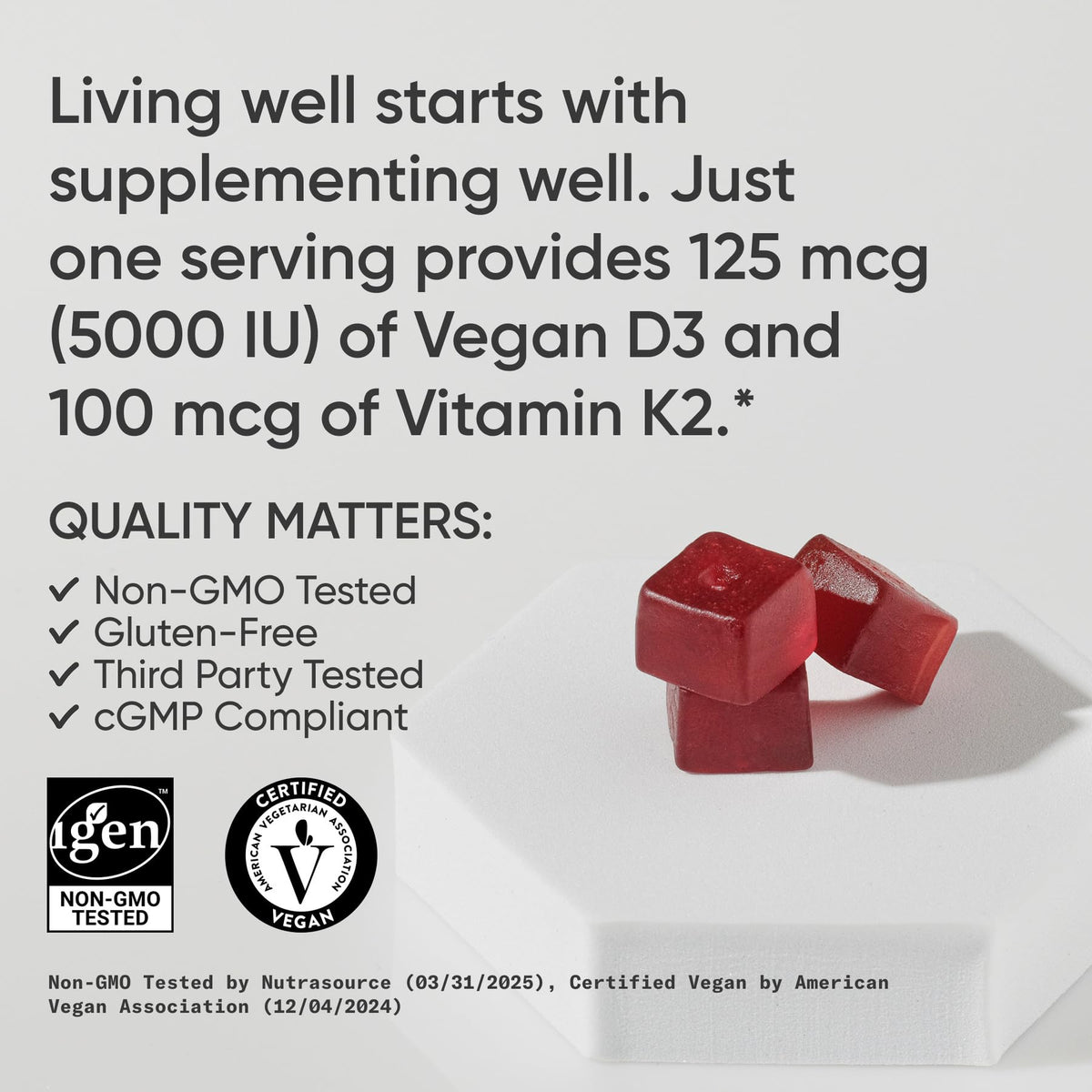 Sports Research Vegan Vitamin D3 + K2 Sugar-Free Gummies - 60 Count - image 4
