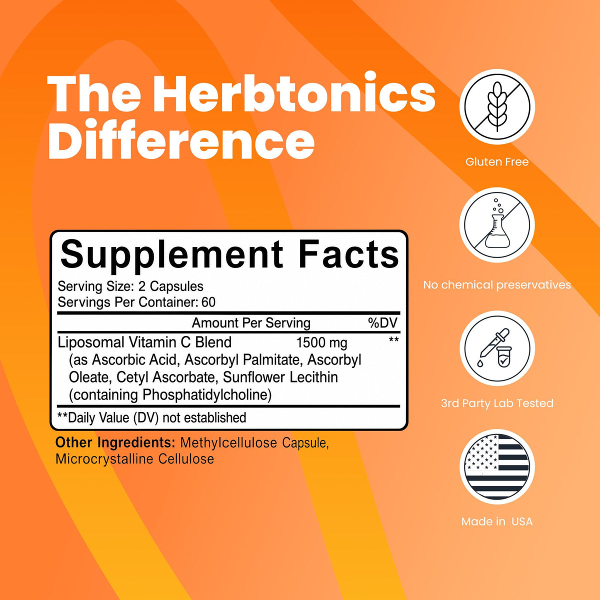 Herbtonics Liposomal Vitamin C 1500mg Immunity Support - 120 Capsules - image 3