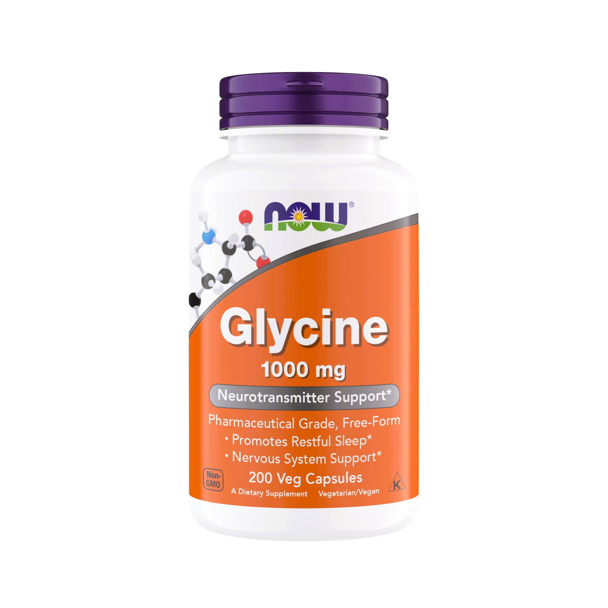 NOW Foods Glycine 1000mg Neurotransmitter Support - 200 Capsules