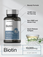 Horbäach Biotin 10000 mcg Vitamin B7 - 200 Softgels - image 4