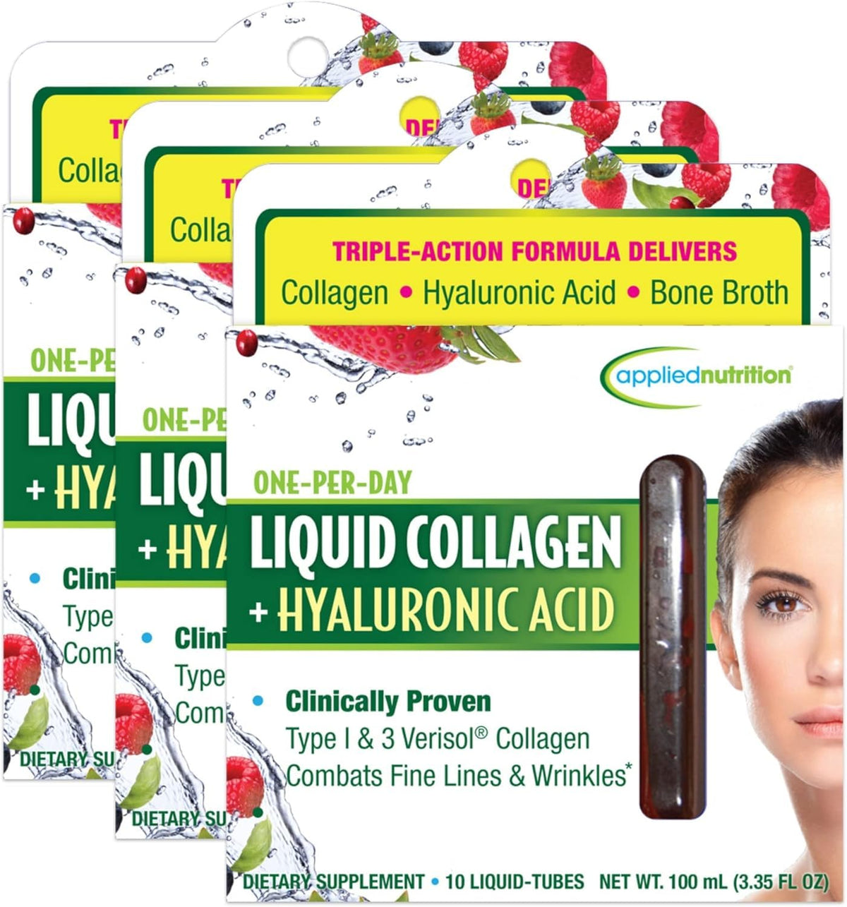 Applied Nutrition Liquid Collagen + Hyaluronic Acid - 10 Liquid Tubes