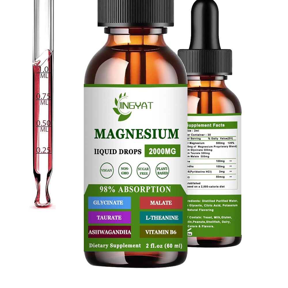 JINGYAT Magnesium Glycinate Liquid for Relaxation - 2 Fl Oz