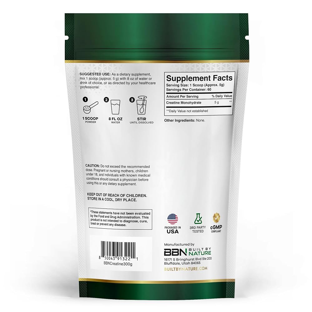 Built by Nature Creatine Monohydrate Powder Unflavored - 300g - image 5